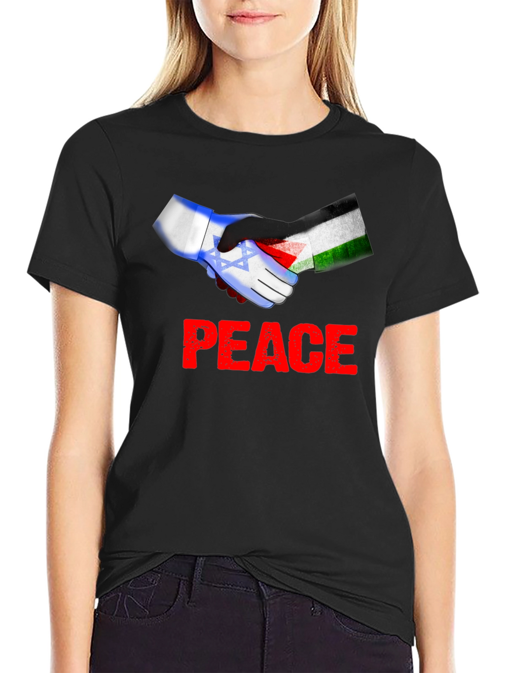 Peace Israel Palestine Flag Handshake T-Shirt