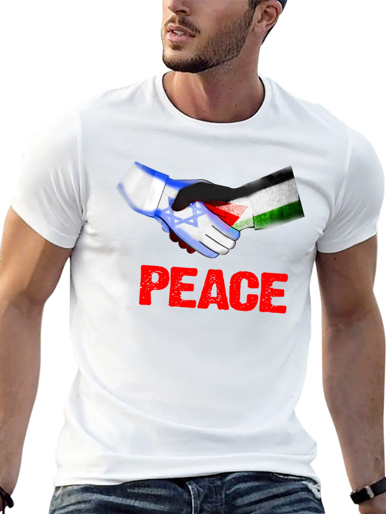 Peace Israel Palestine Flag Handshake T-Shirt