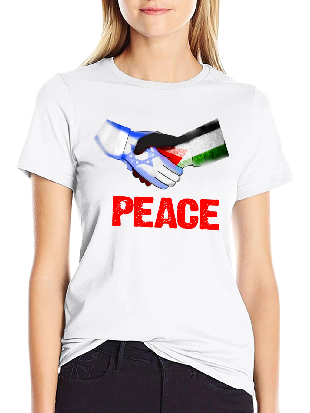 Peace Israel Palestine Flag Handshake T-Shirt