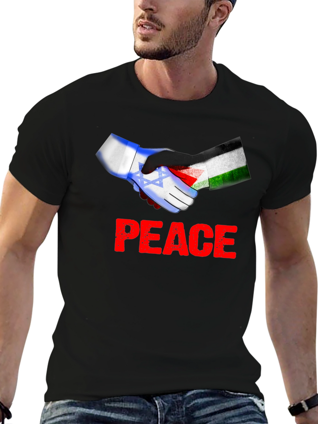 Peace Israel Palestine Flag Handshake T-Shirt