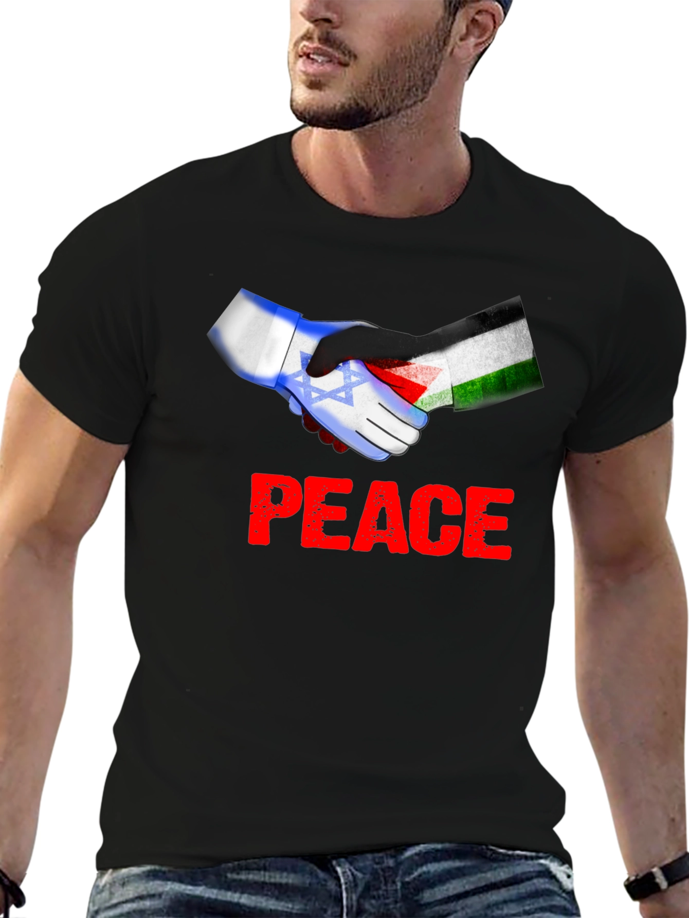 Peace Israel Palestine Flag Handshake T-Shirt