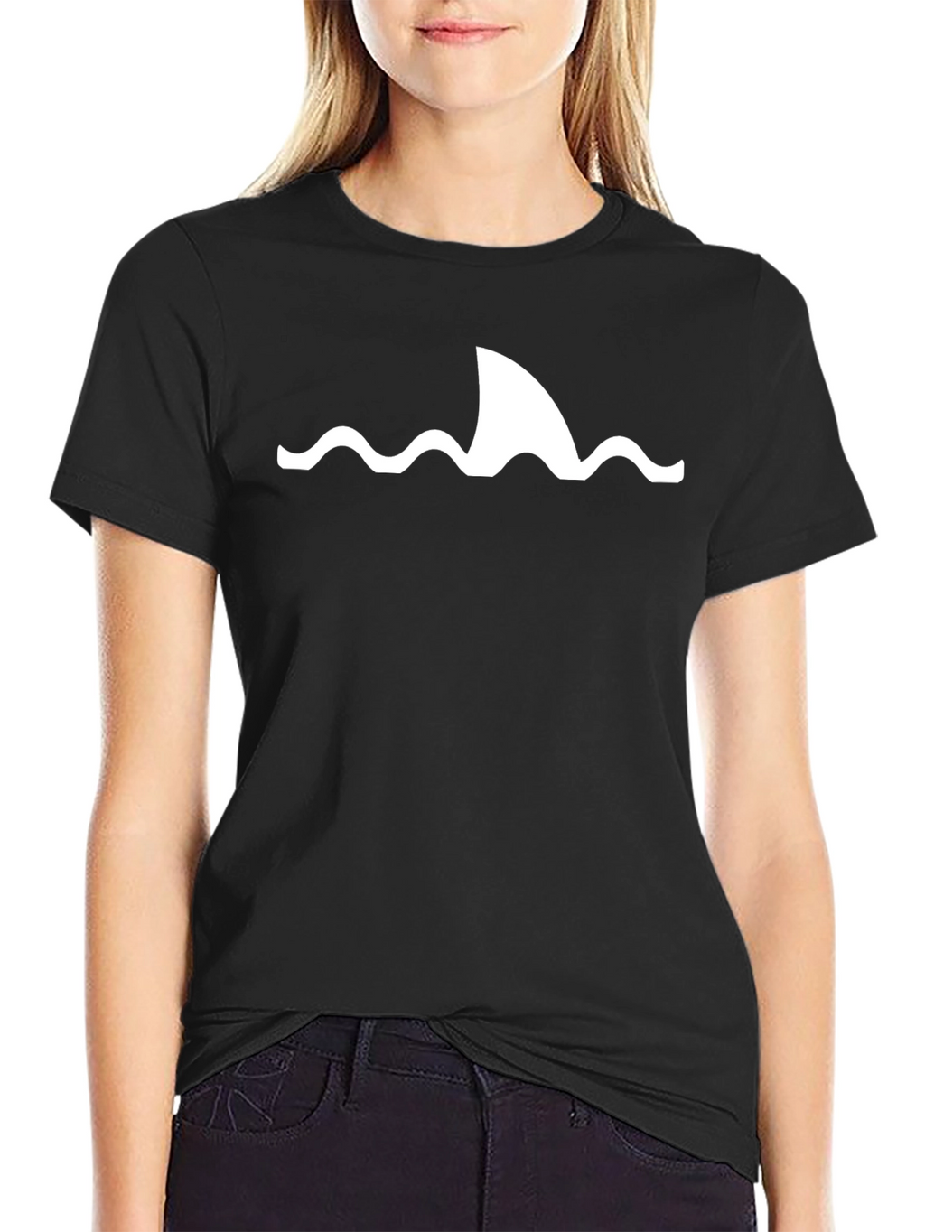 Shark Fin Wave Graphic Black T-Shirt