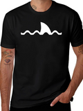 Shark Fin Wave Graphic Black T-Shirt