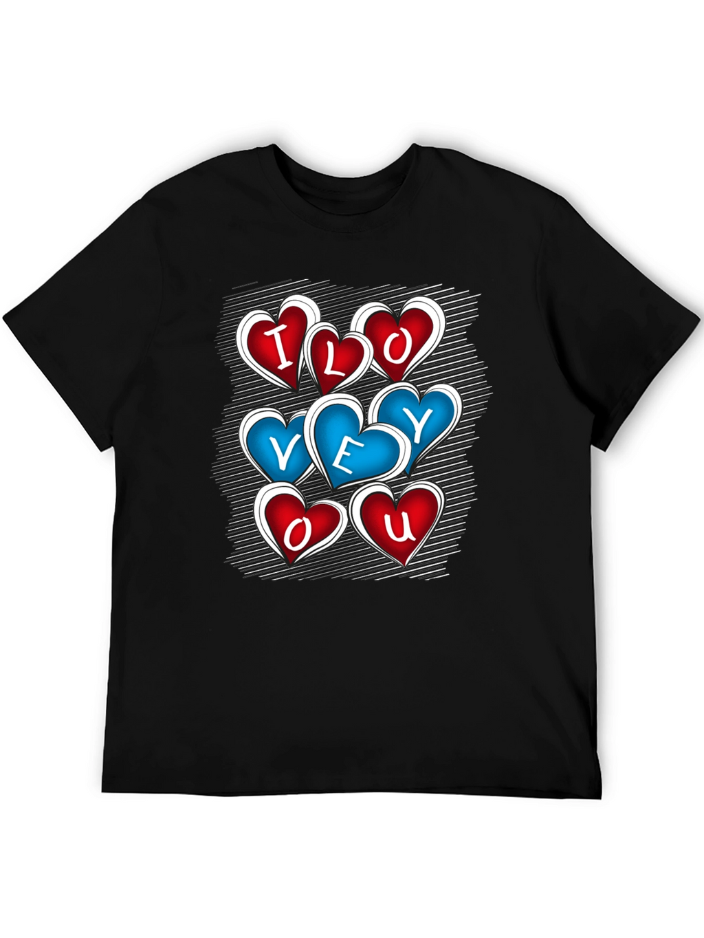 I Love You Heart Graphic Black T-Shirt