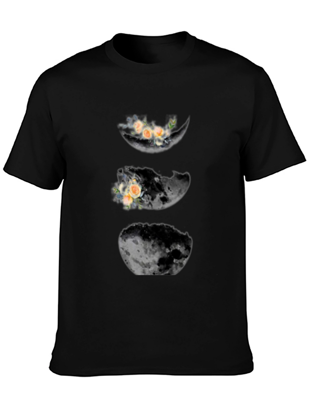 Floral Moon Phases Black T-Shirt