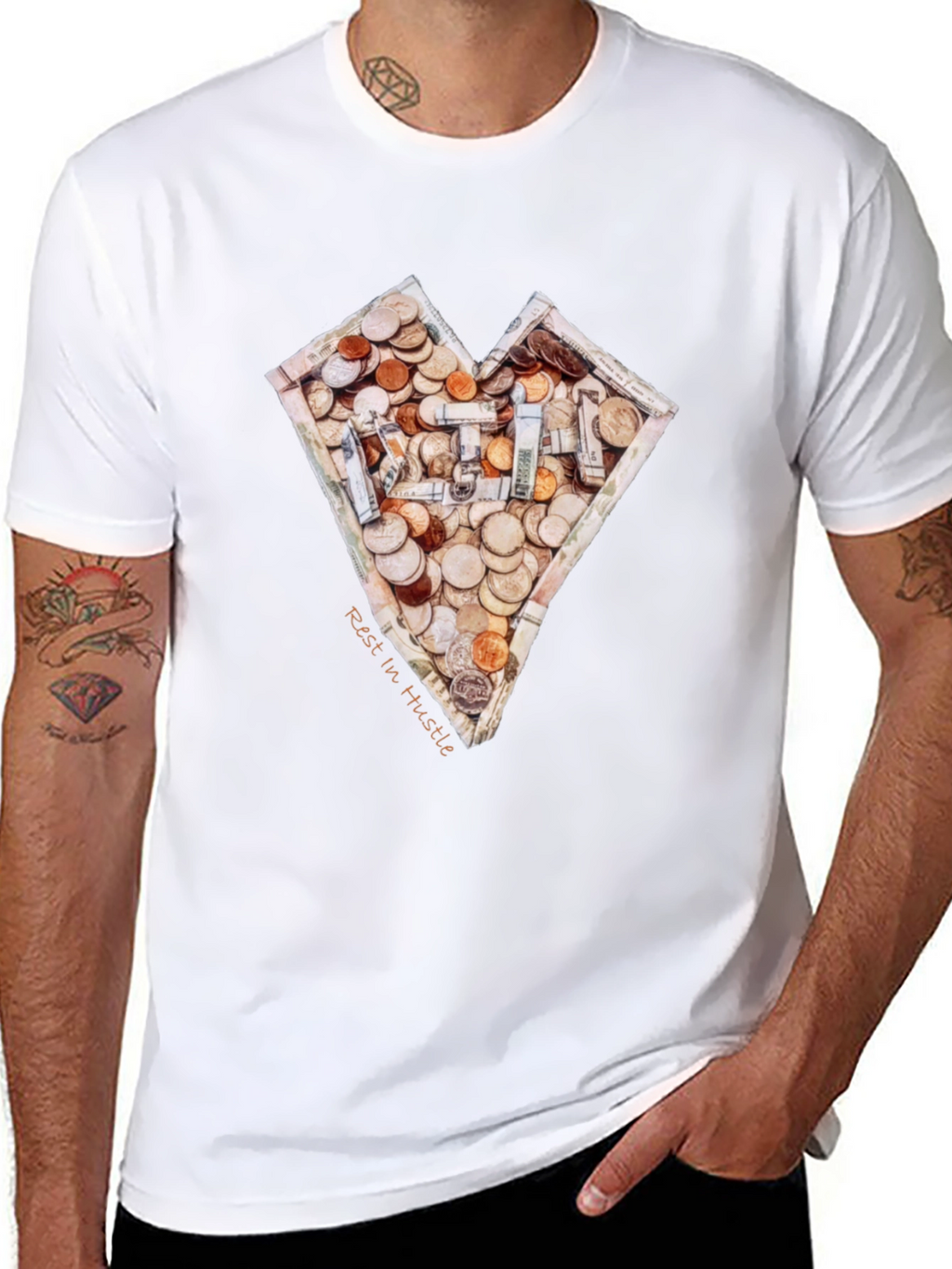 Money Heart T-Shirt - Rest In Hustle Design