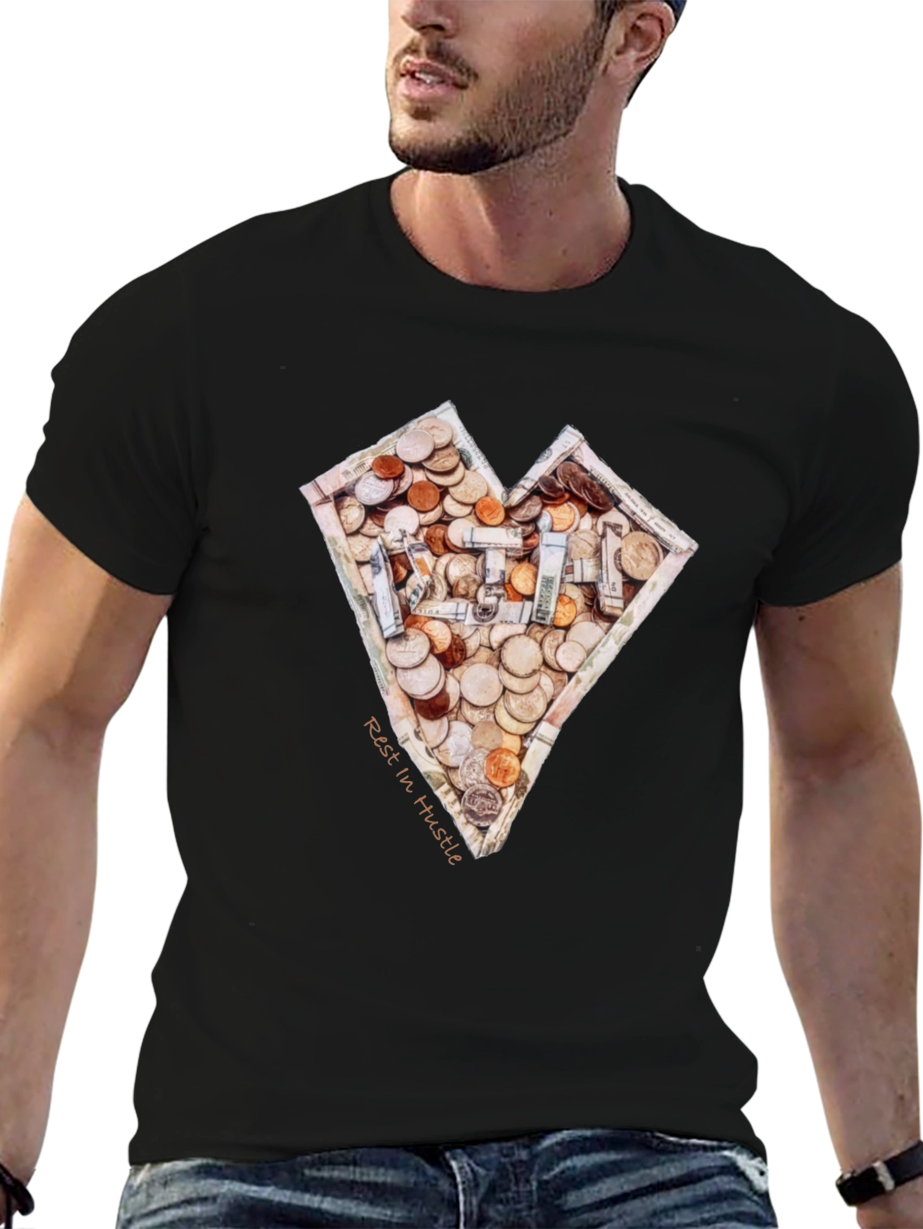 Money Heart T-Shirt - Rest In Hustle Design