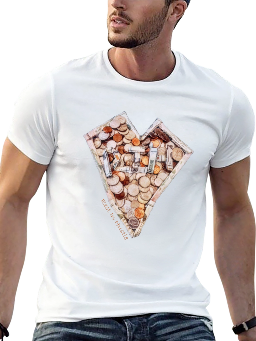 Money Heart T-Shirt - Rest In Hustle Design