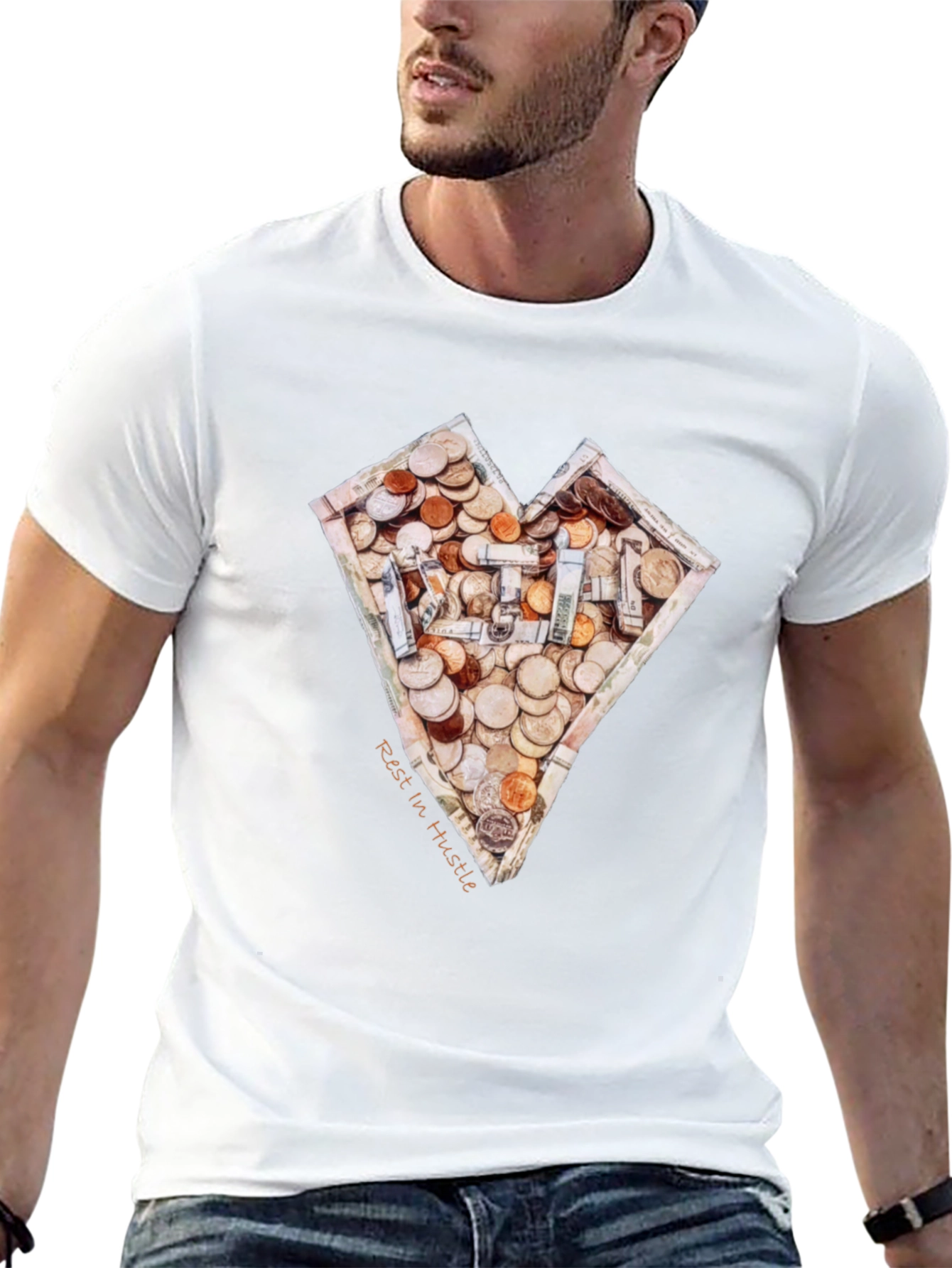 Money Heart T-Shirt - Rest In Hustle Design