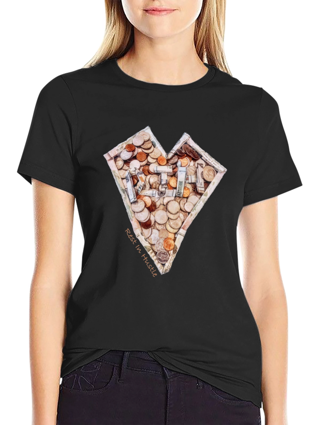 Money Heart T-Shirt - Rest In Hustle Design
