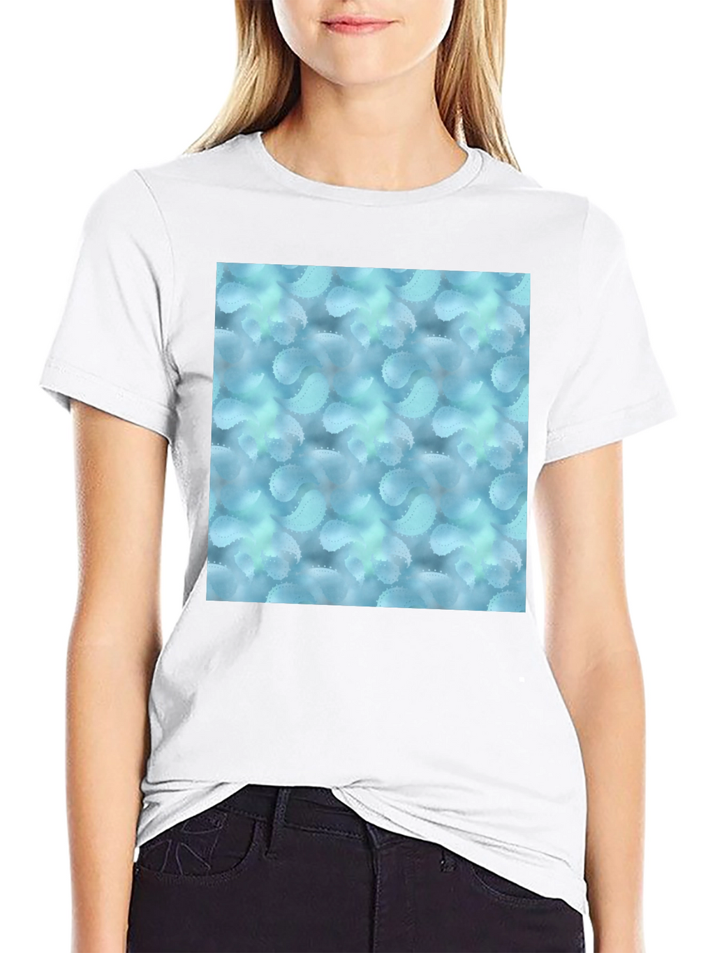 Stylish Black Tee with Abstract Blue Pattern