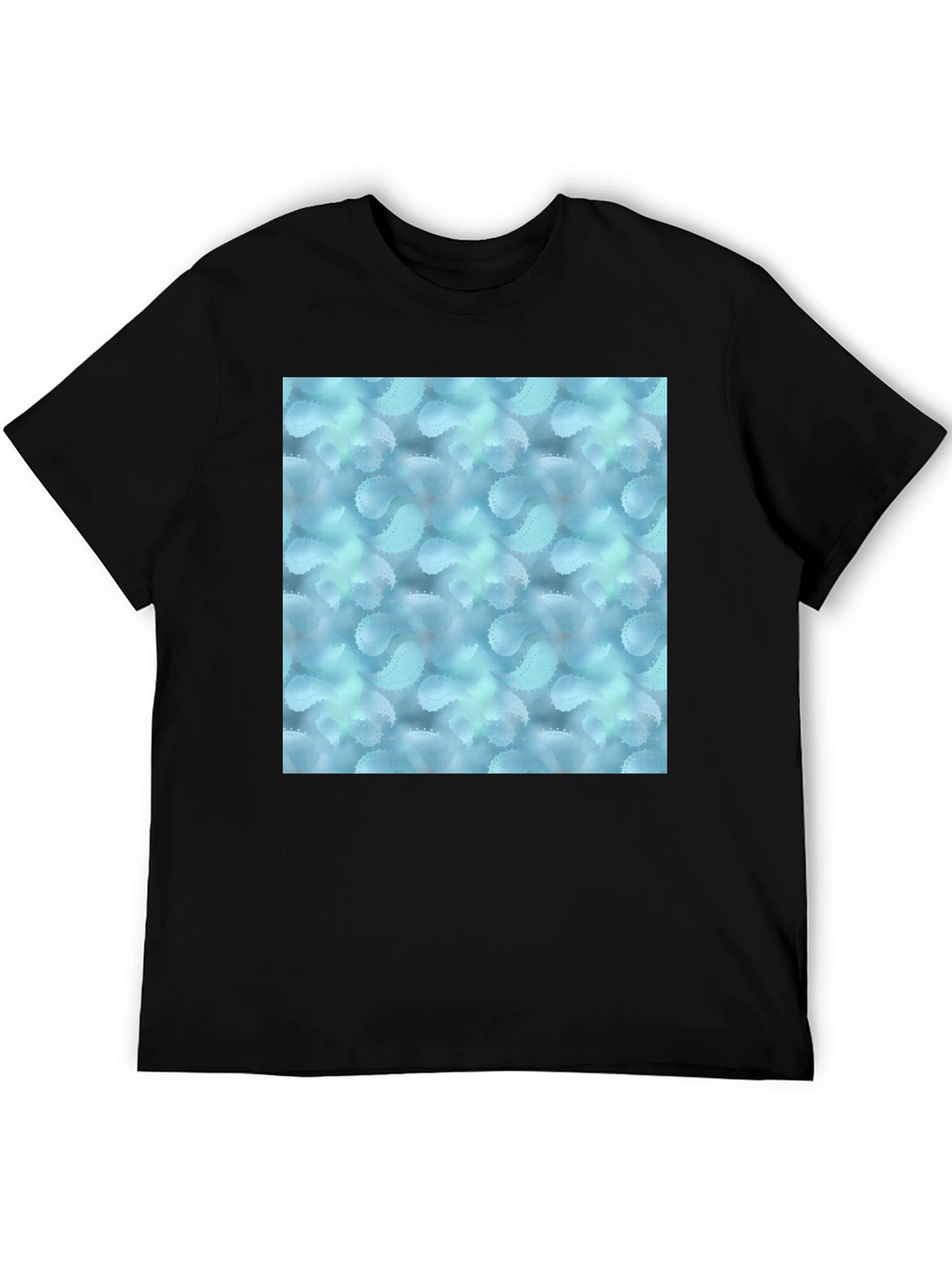 Stylish Black Tee with Abstract Blue Pattern