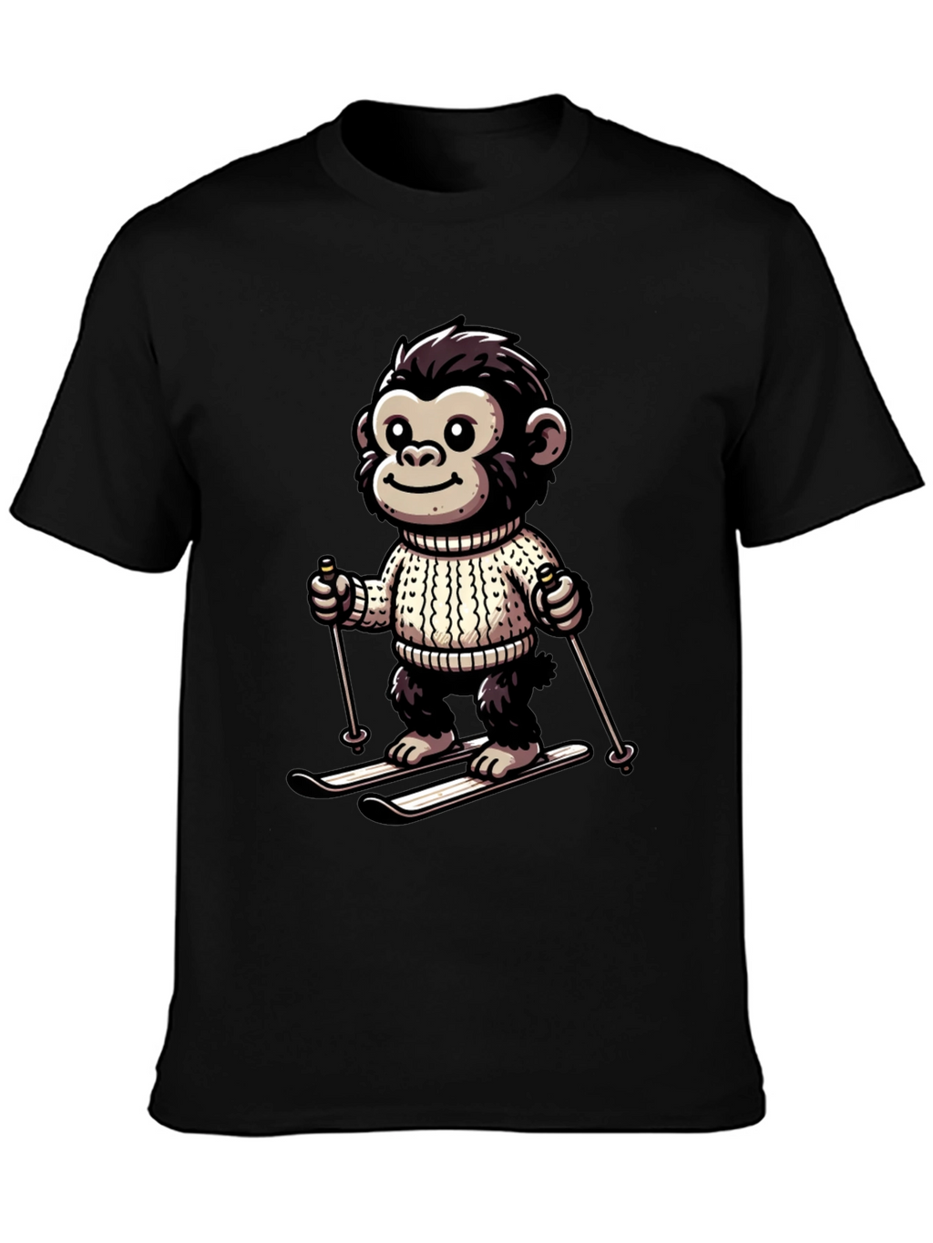 Monkey Skier Graphic Tee - Fun & Unique Design