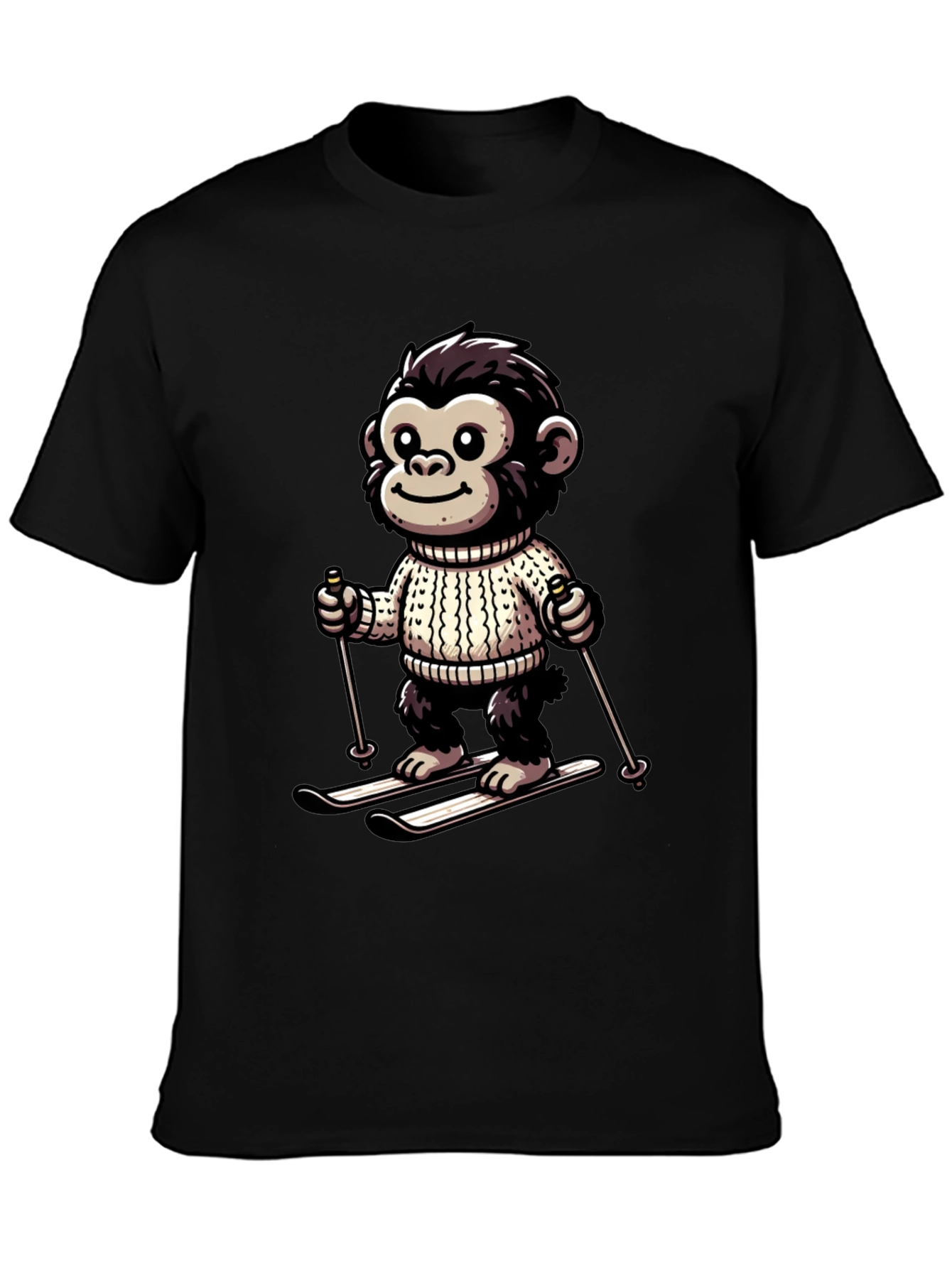 Monkey Skier Graphic Tee - Fun & Unique Design