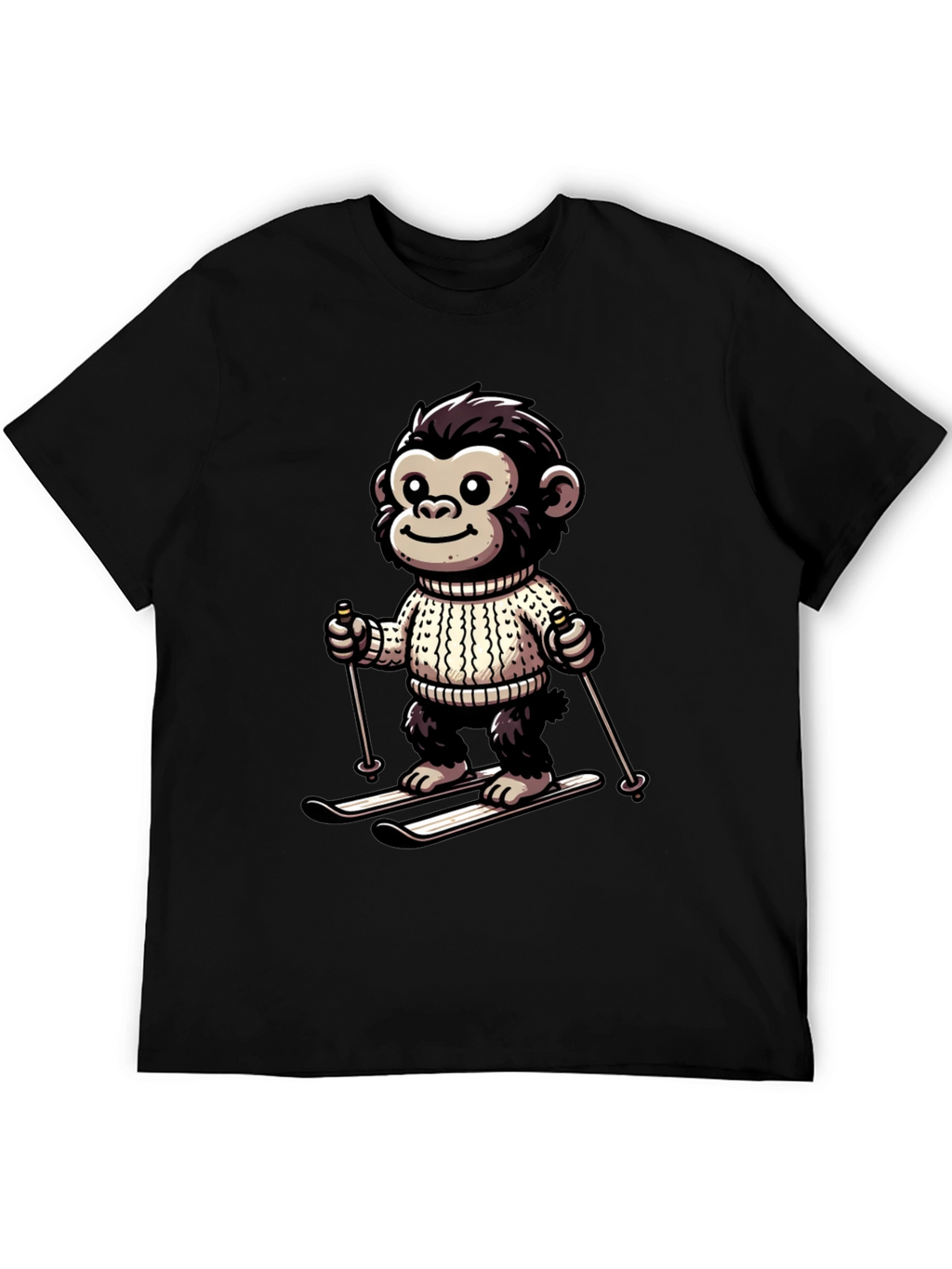 Monkey Skier Graphic Tee - Fun & Unique Design