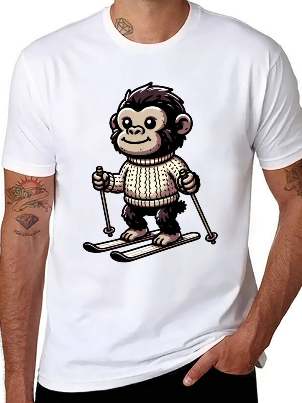 Monkey Skier Graphic Tee - Fun & Unique Design