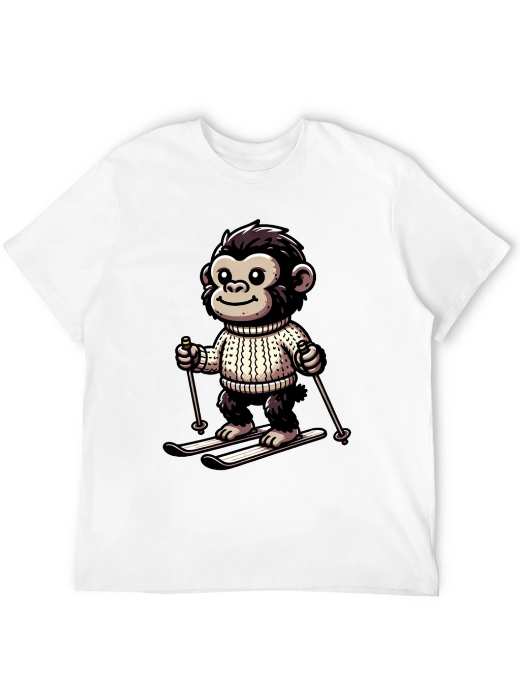 Monkey Skier Graphic Tee - Fun & Unique Design
