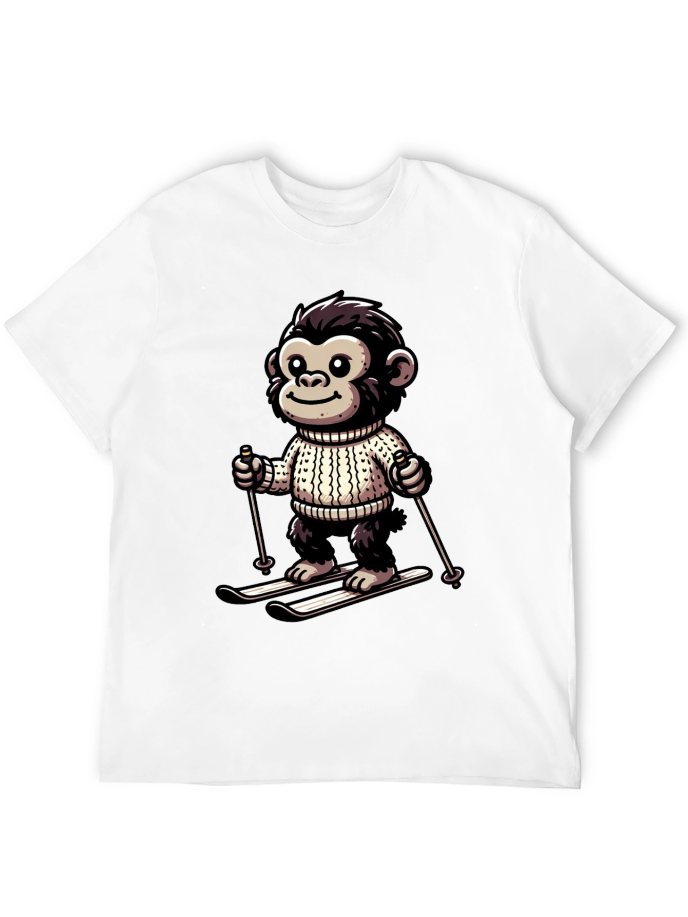 Monkey Skier Graphic Tee - Fun & Unique Design