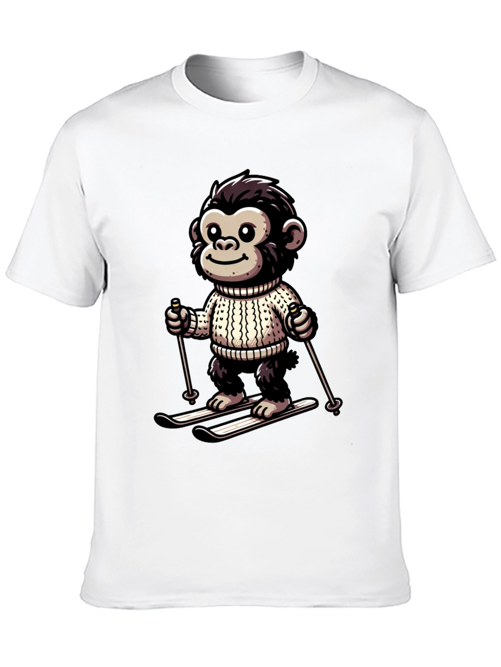 Monkey Skier Graphic Tee - Fun & Unique Design