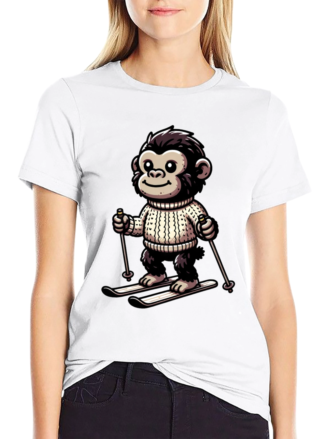 Monkey Skier Graphic Tee - Fun & Unique Design