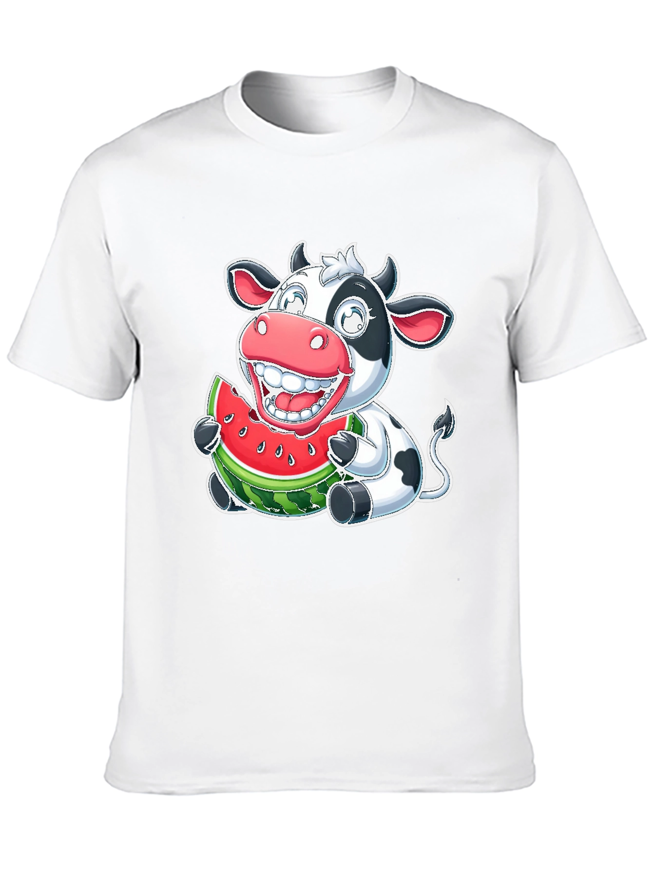 Funny Cow Watermelon Graphic T-Shirt