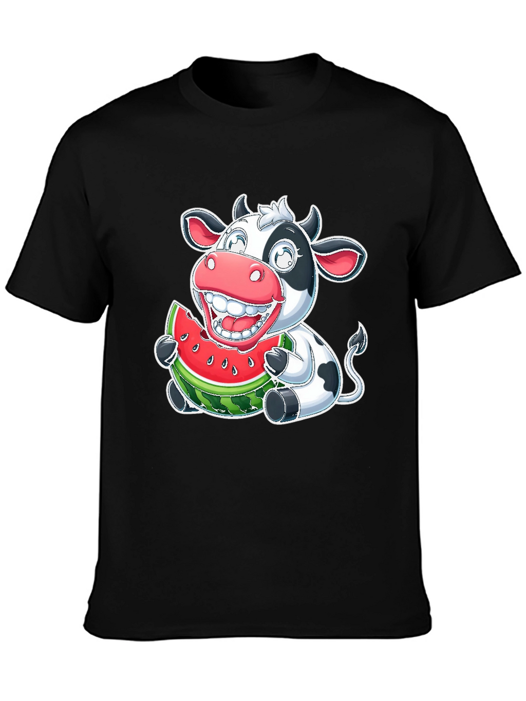 Funny Cow Watermelon Graphic T-Shirt