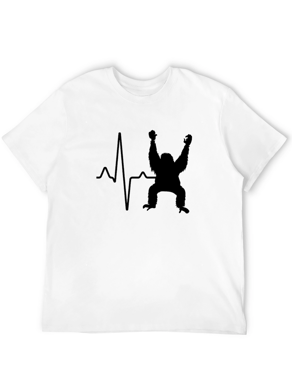 Heartbeat Gorilla T-Shirt - Black Crew Neck Tee