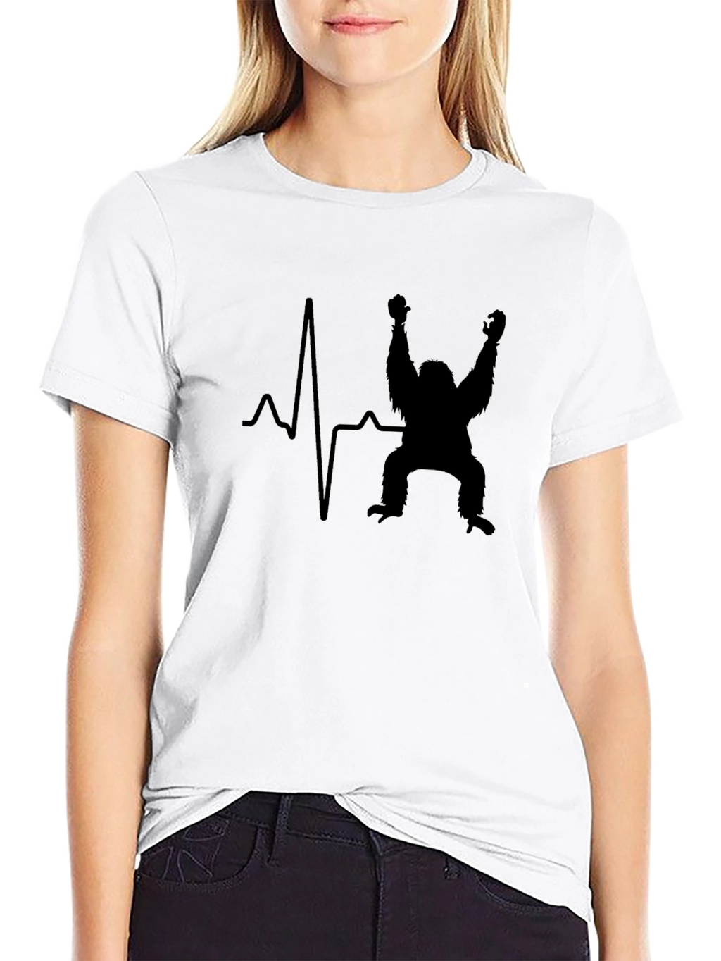 Heartbeat Gorilla T-Shirt - Black Crew Neck Tee