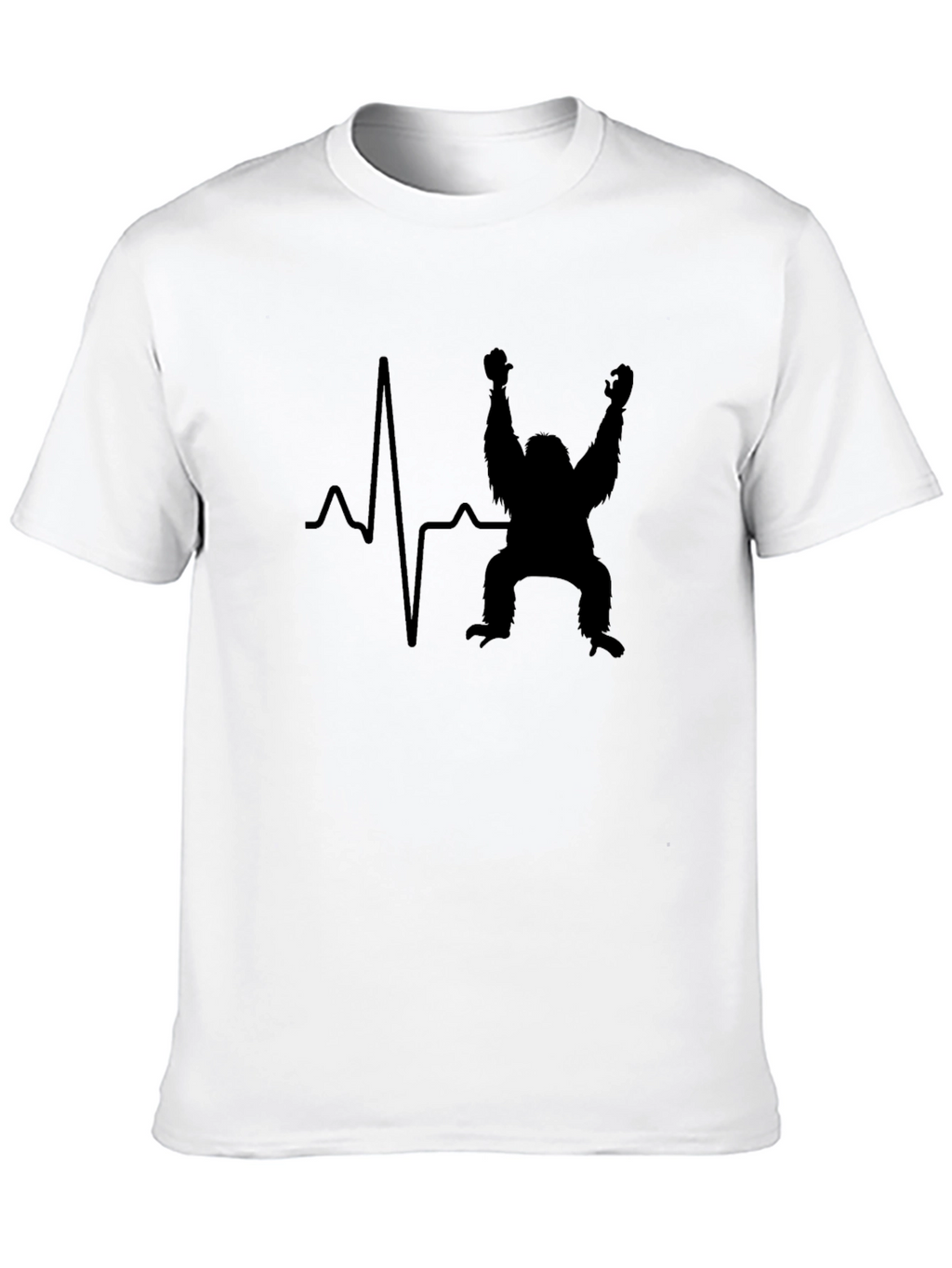 Heartbeat Gorilla T-Shirt - Black Crew Neck Tee