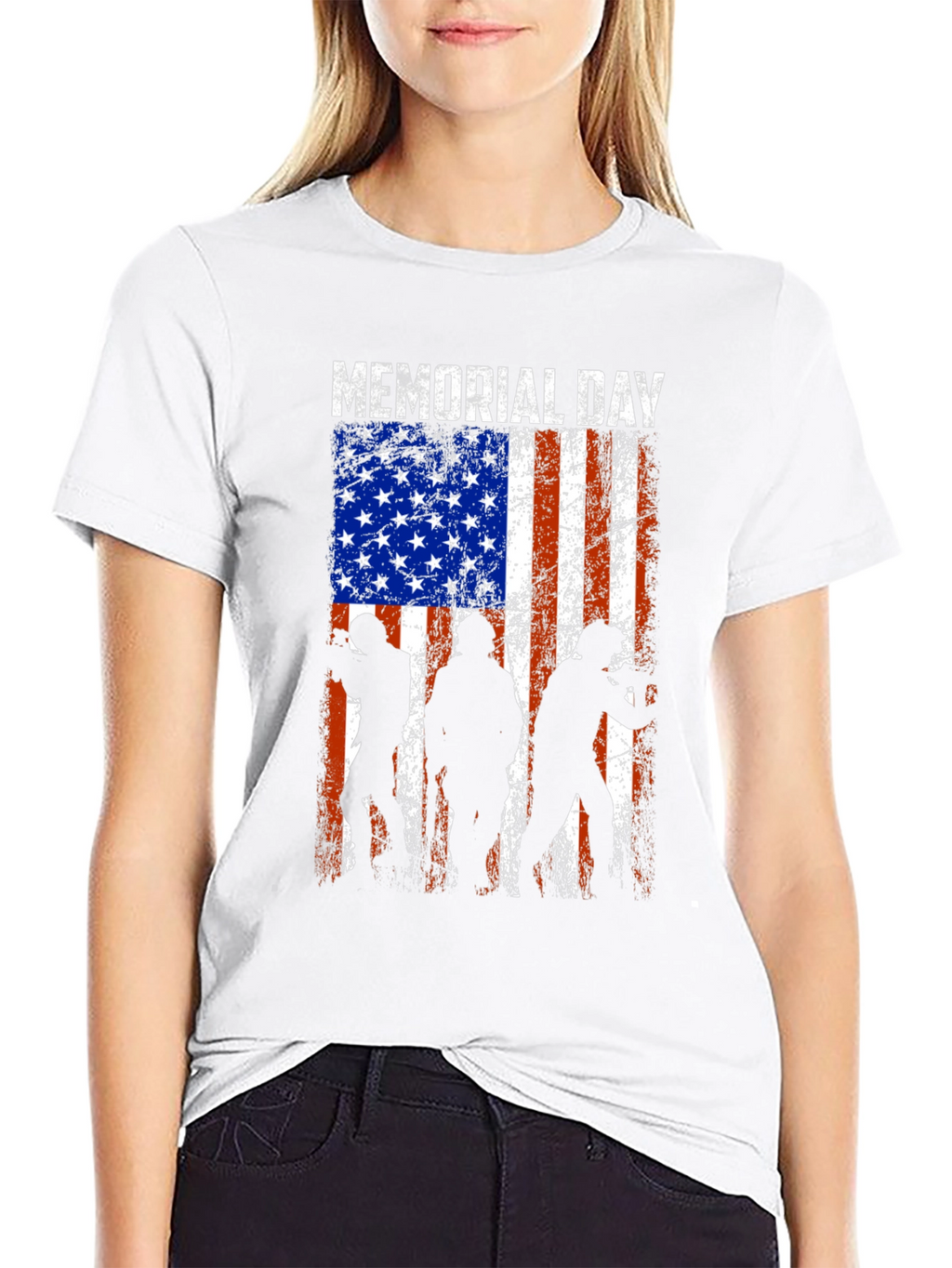 Memorial Day T-Shirt - American Flag Silhouette