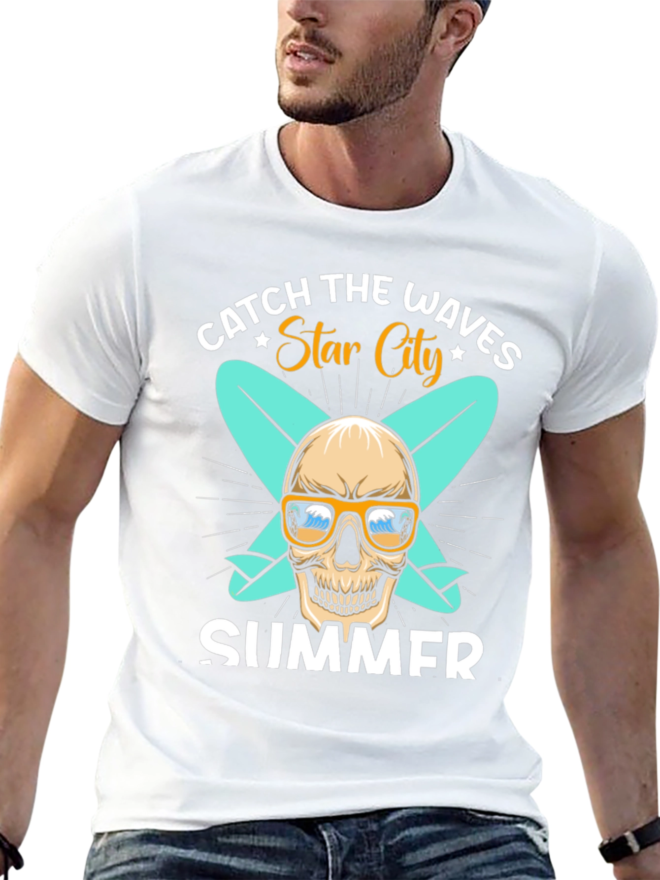 Catch the Waves Skull Summer T-Shirt