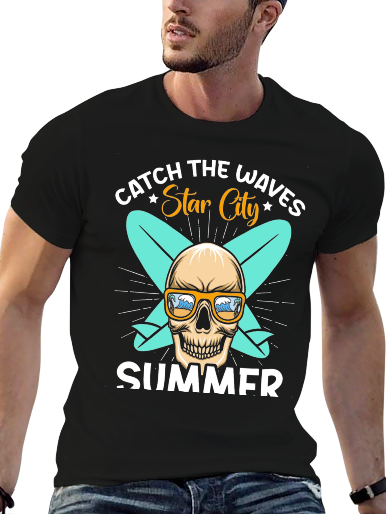 Catch the Waves Skull Summer T-Shirt