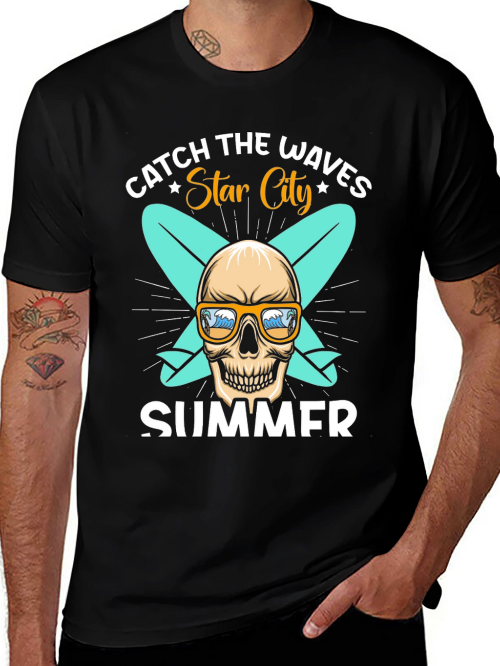 Catch the Waves Skull Summer T-Shirt
