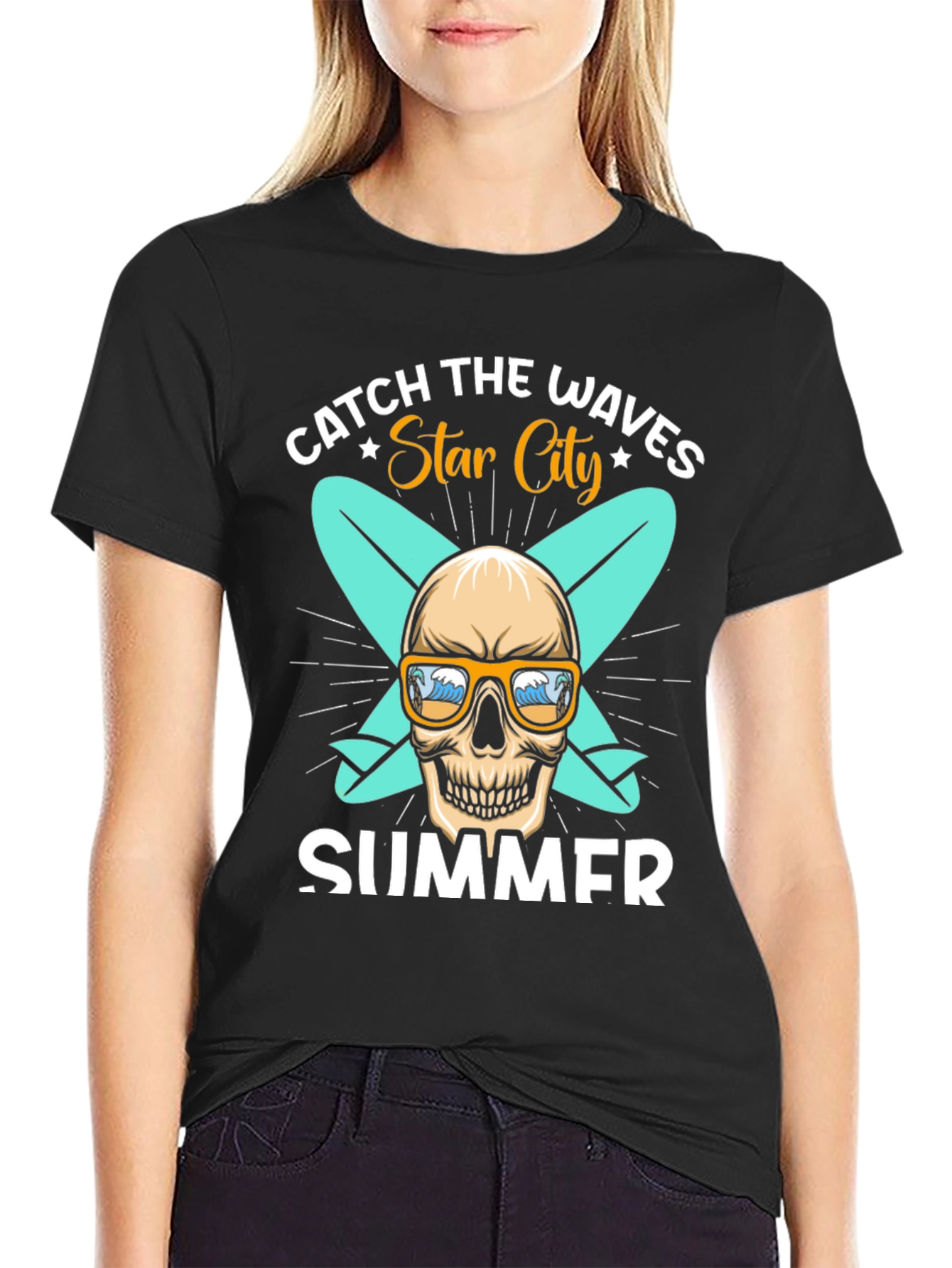 Catch the Waves Skull Summer T-Shirt