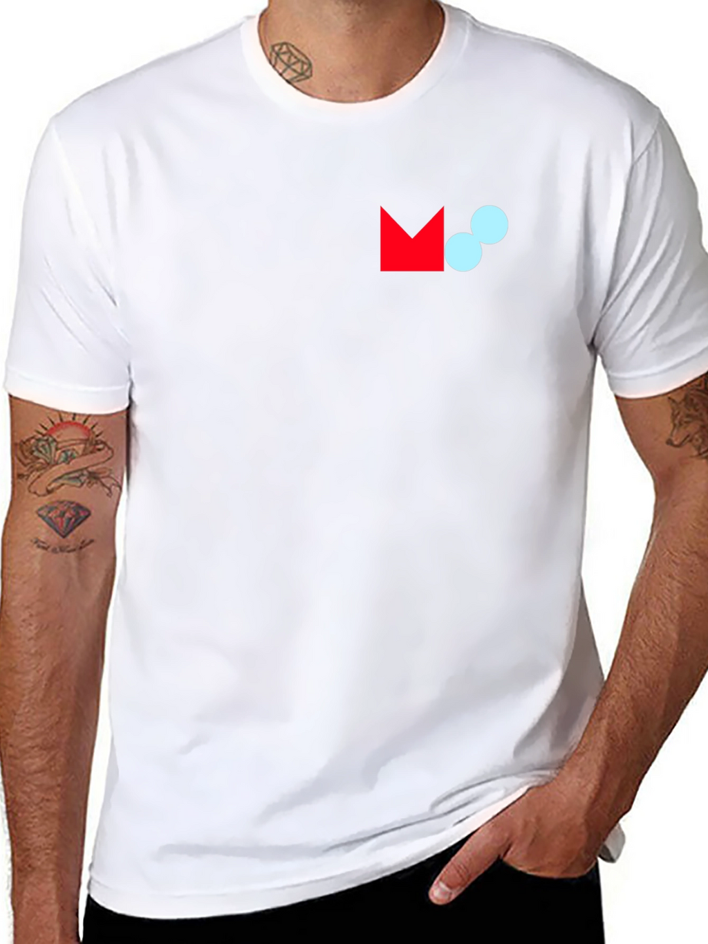 Modern Graphic Tee - Black Crew Neck Cotton Blend