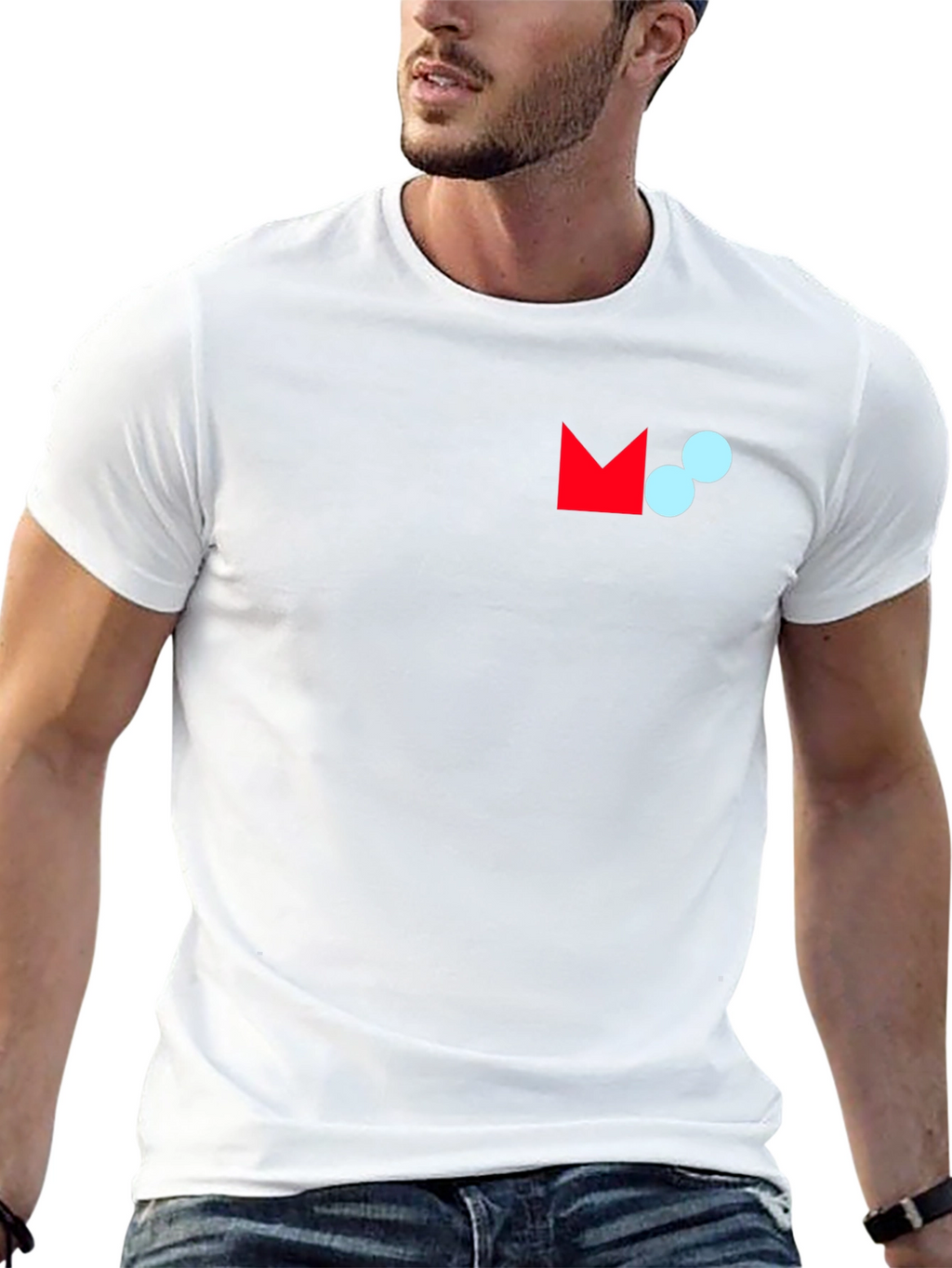 Modern Graphic Tee - Black Crew Neck Cotton Blend