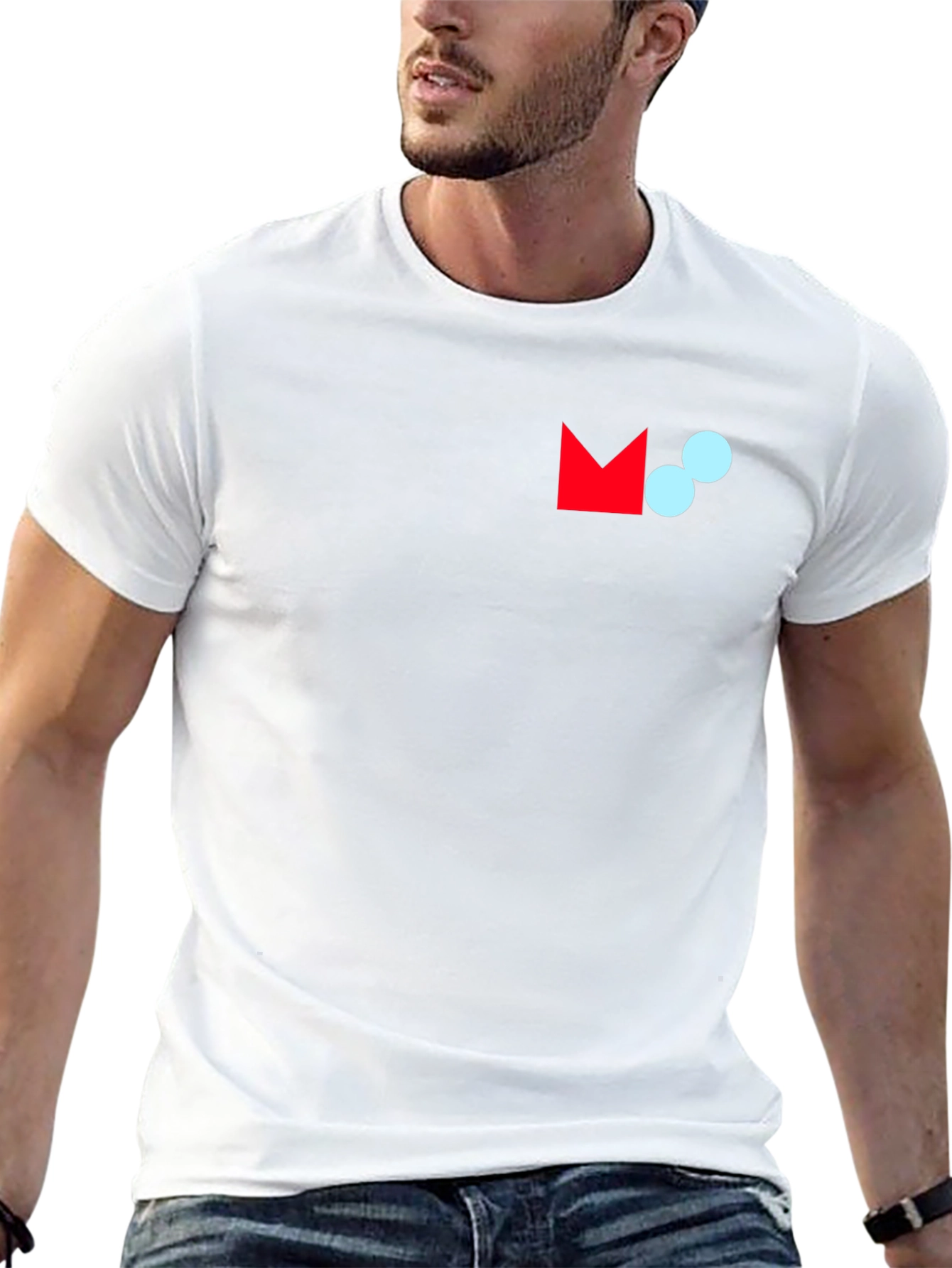 Modern Graphic Tee - Black Crew Neck Cotton Blend