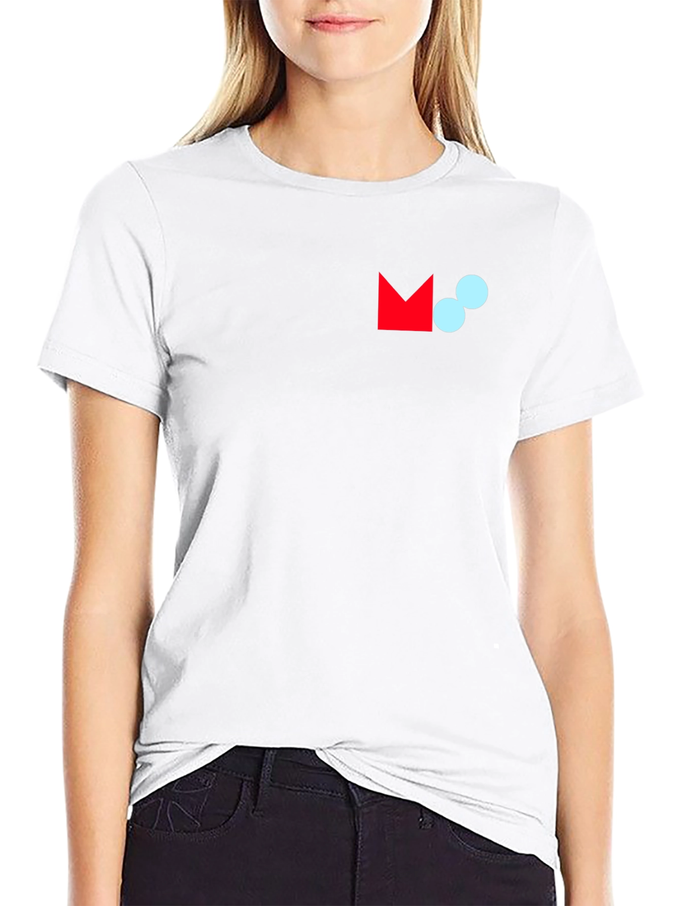 Modern Graphic Tee - Black Crew Neck Cotton Blend