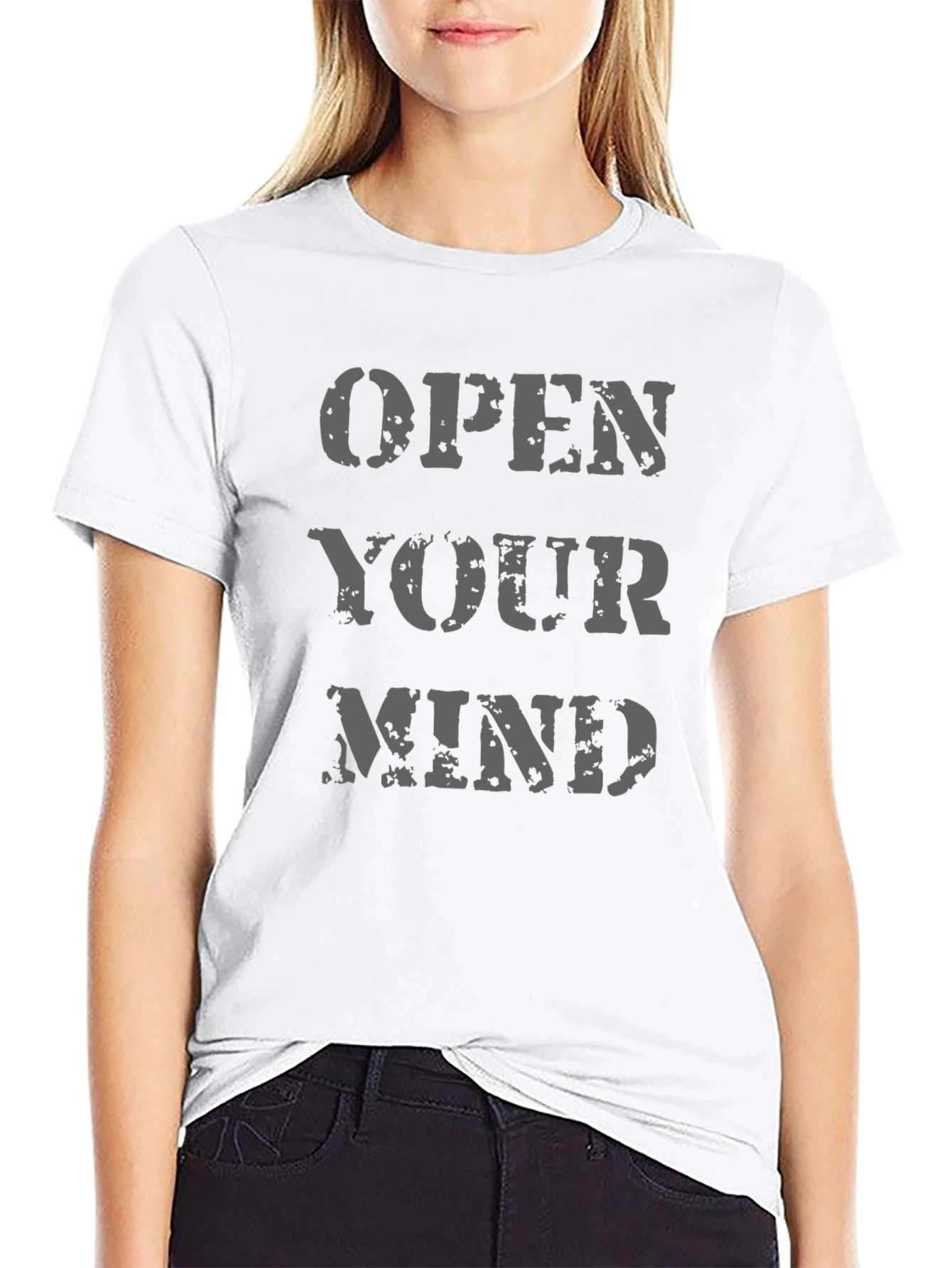 Open Your Mind Graphic Print Black T-Shirt