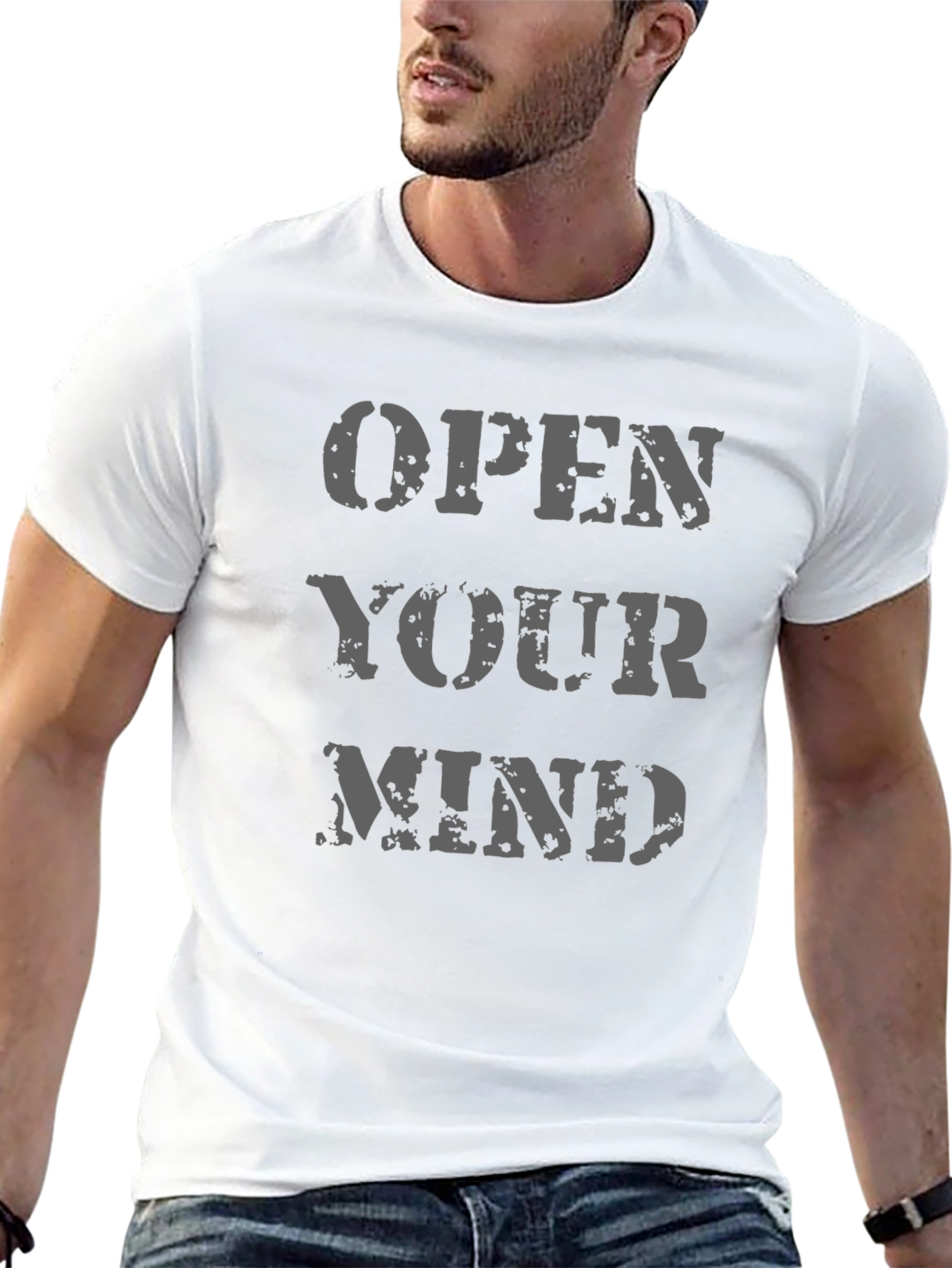 Open Your Mind Graphic Print Black T-Shirt