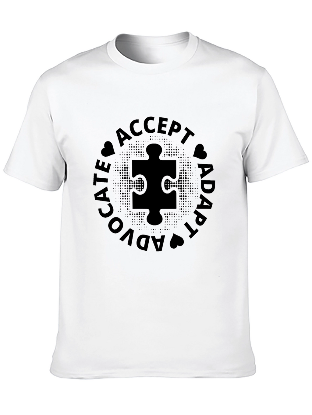 Autism Awareness Black T-Shirt - Advocate Accept Adapt