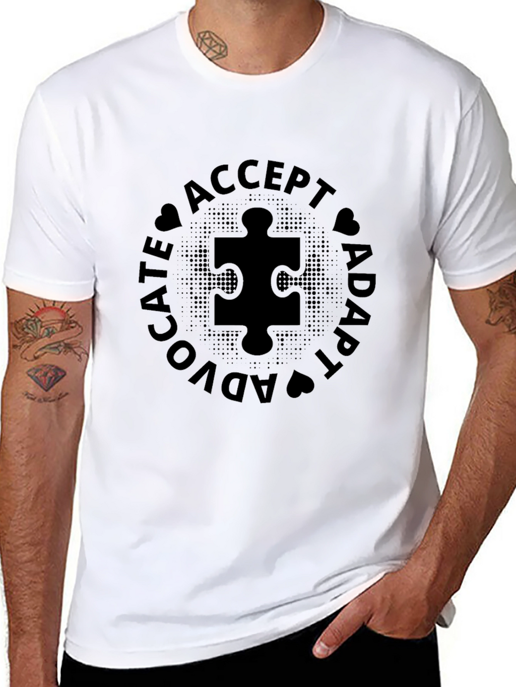 Autism Awareness Black T-Shirt - Advocate Accept Adapt