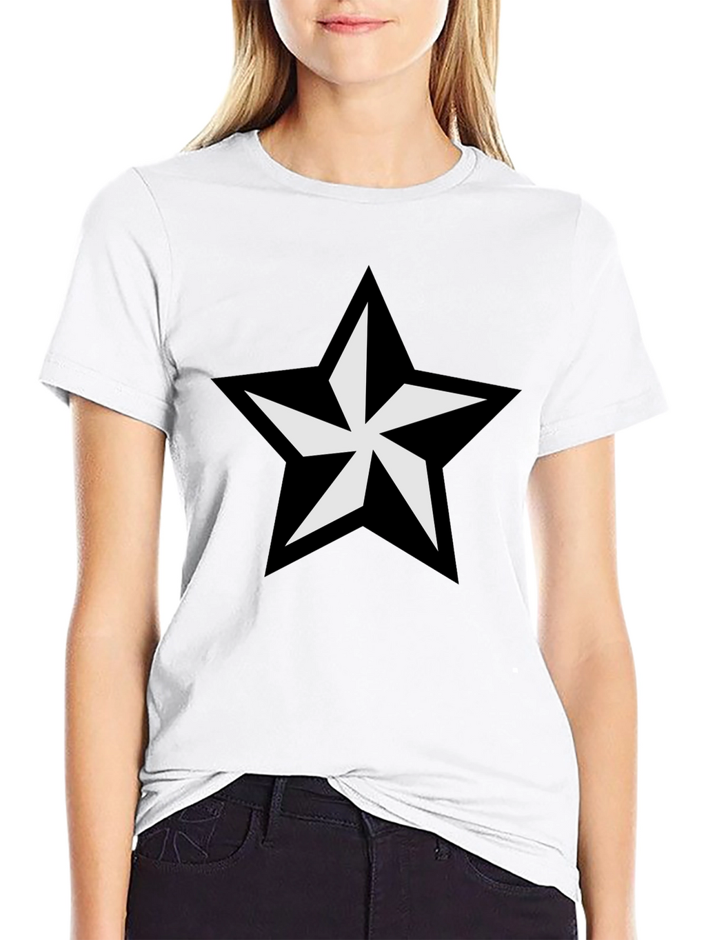Black T-Shirt with Bold Star Graphic