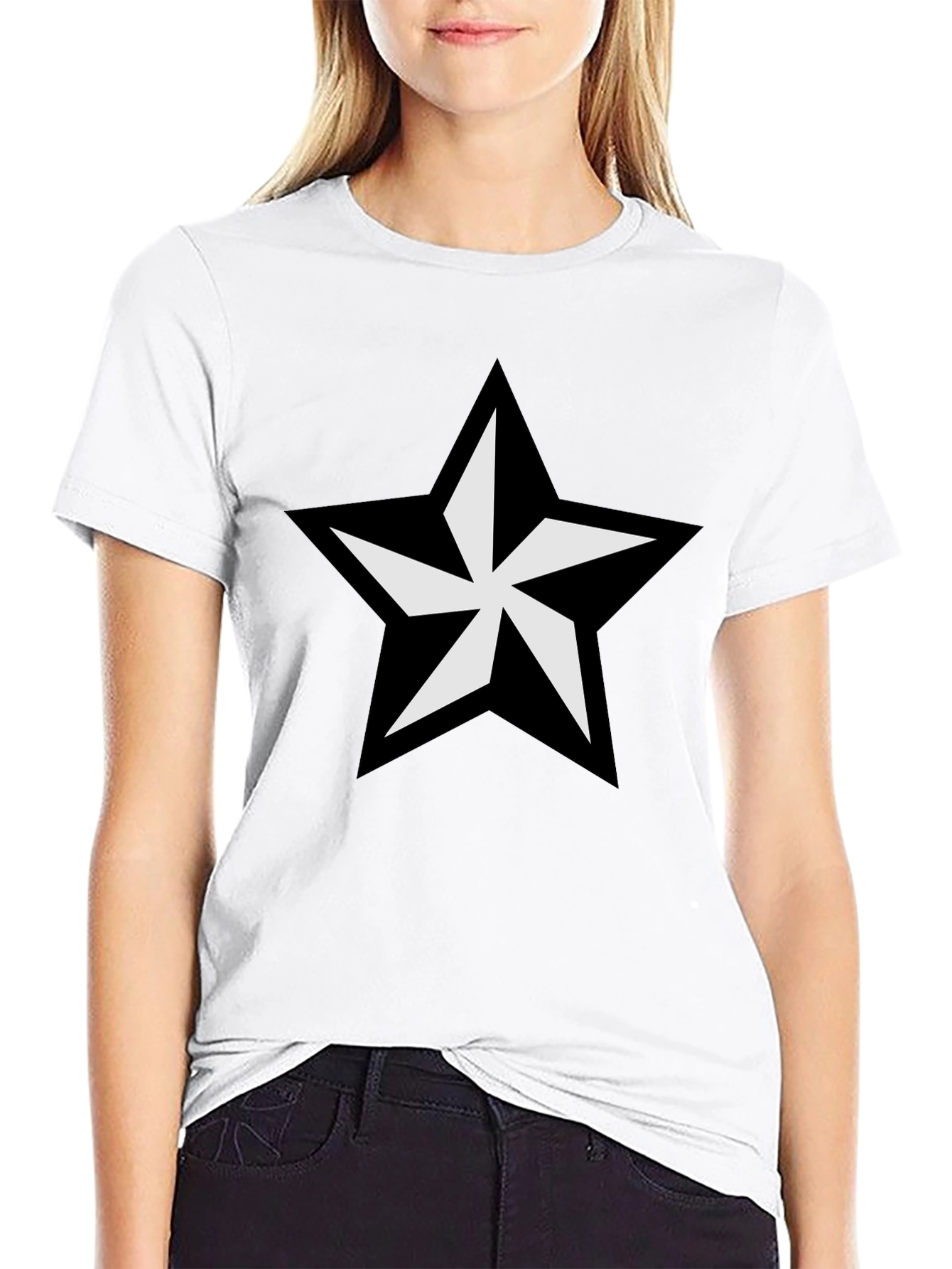 Black T-Shirt with Bold Star Graphic
