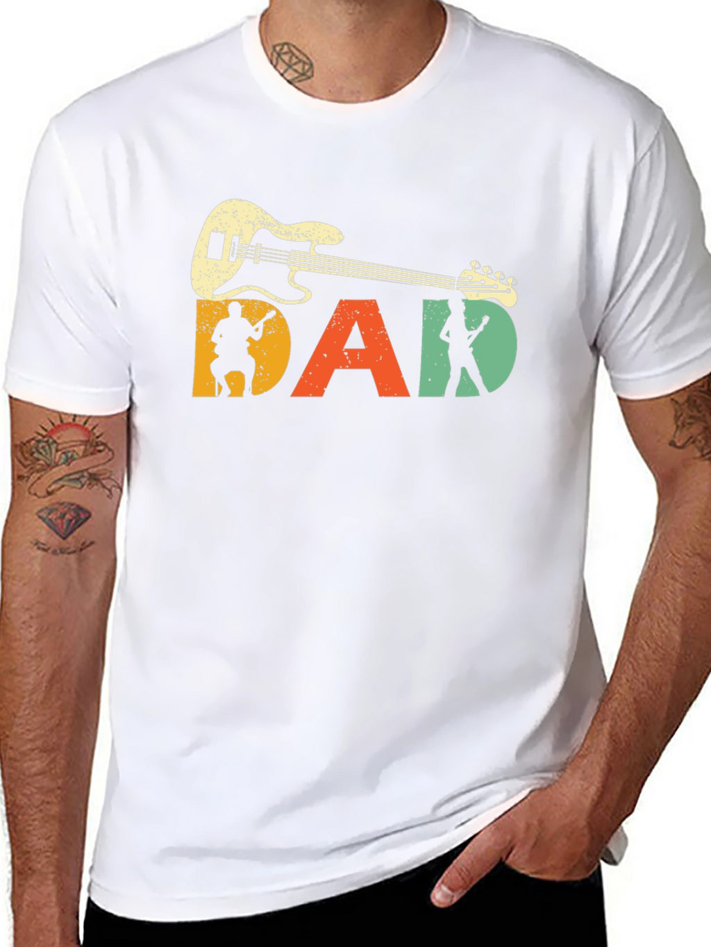 Retro Guitar Dad T-Shirt - Musician Fathers Day Gift