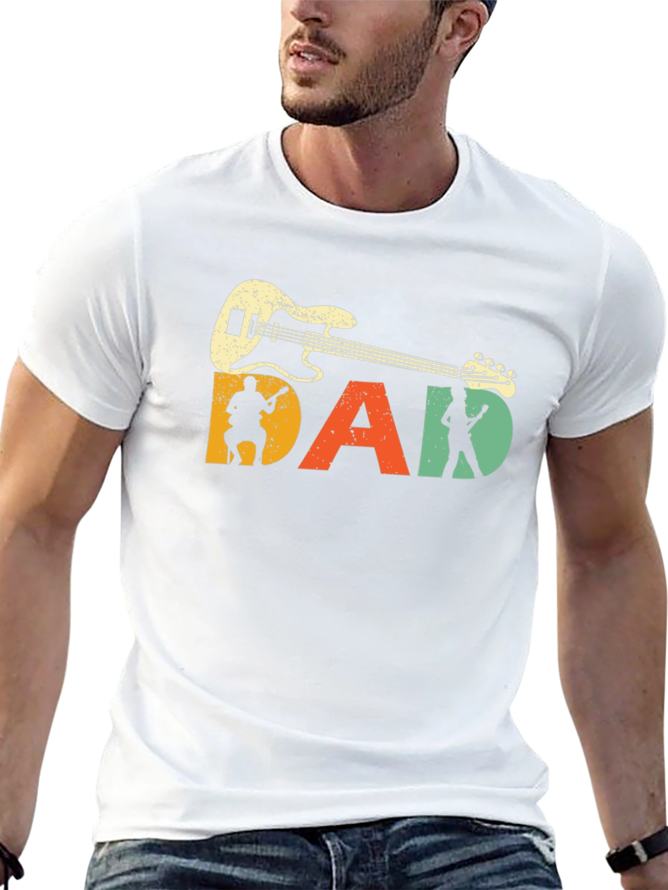 Retro Guitar Dad T-Shirt - Musician Fathers Day Gift