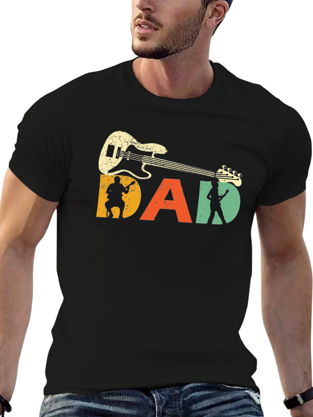 Retro Guitar Dad T-Shirt - Musician Fathers Day Gift