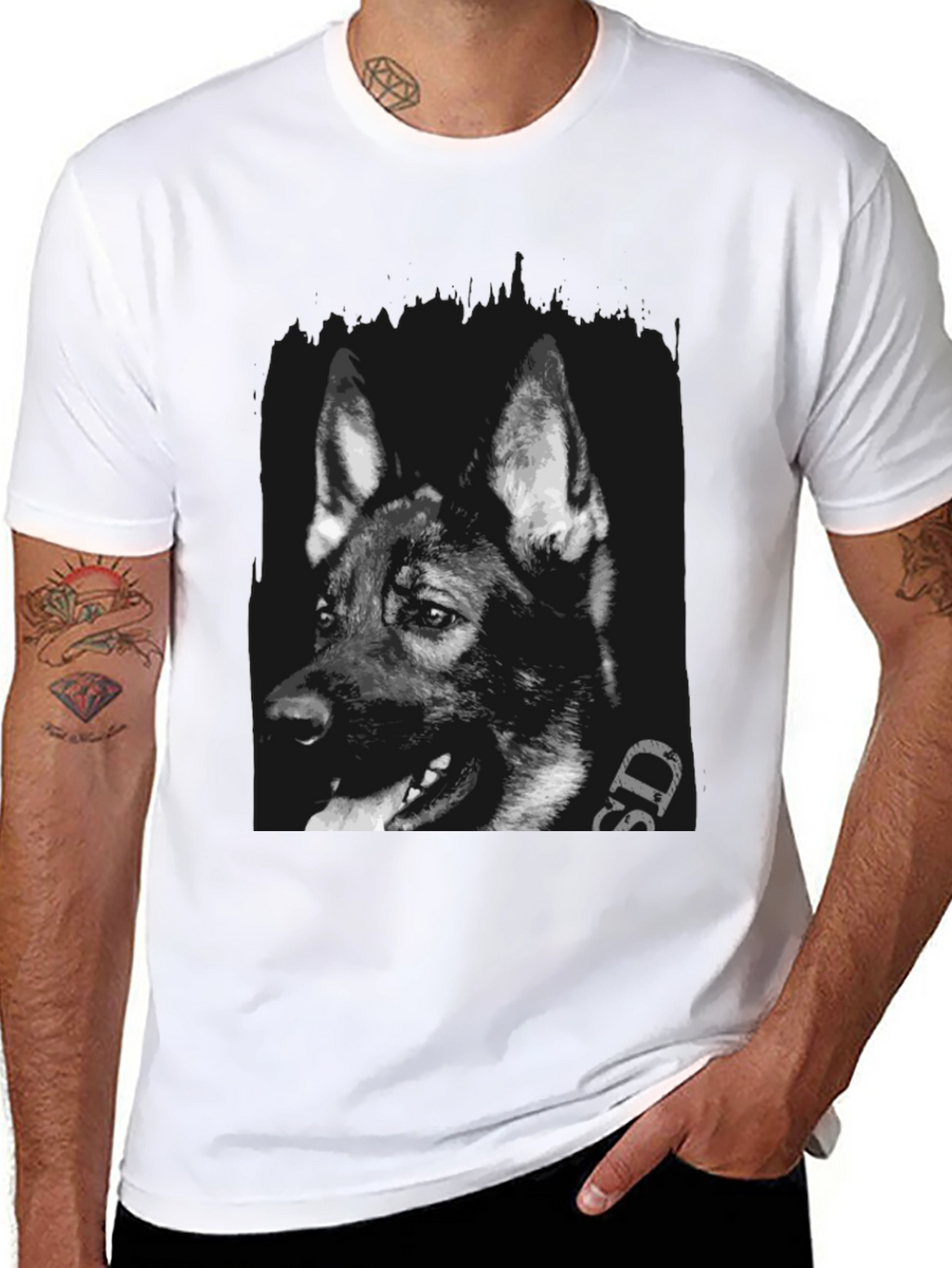German Shepherd Dog Graphic Print T-Shirt
