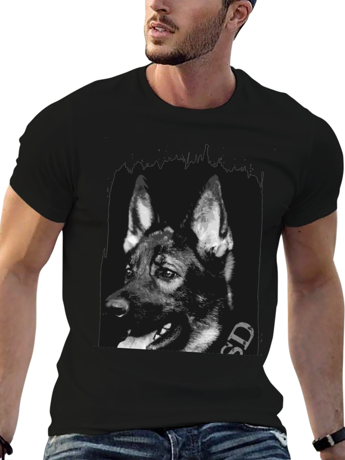 German Shepherd Dog Graphic Print T-Shirt