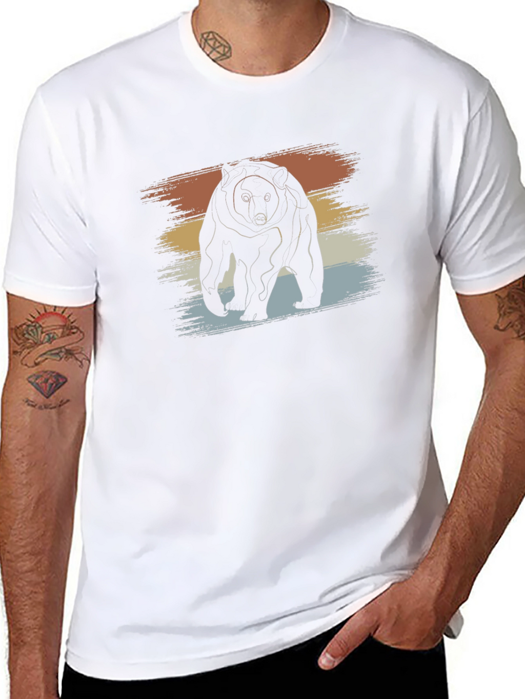 Retro Bear Graphic Tee - Black